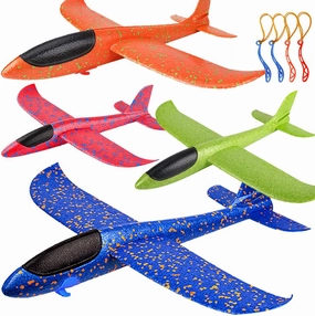 4 Pack Airplane Toys, Upgrade 17.5" Large Throwing Foam Plane, 2 Flight Mode Glider Plane, Flying Toy for Kids, Gifts for 3 4 5 6 7 Year Old Boy, Outdoor Sport Toys Birthday Party Favors Foam Airplane