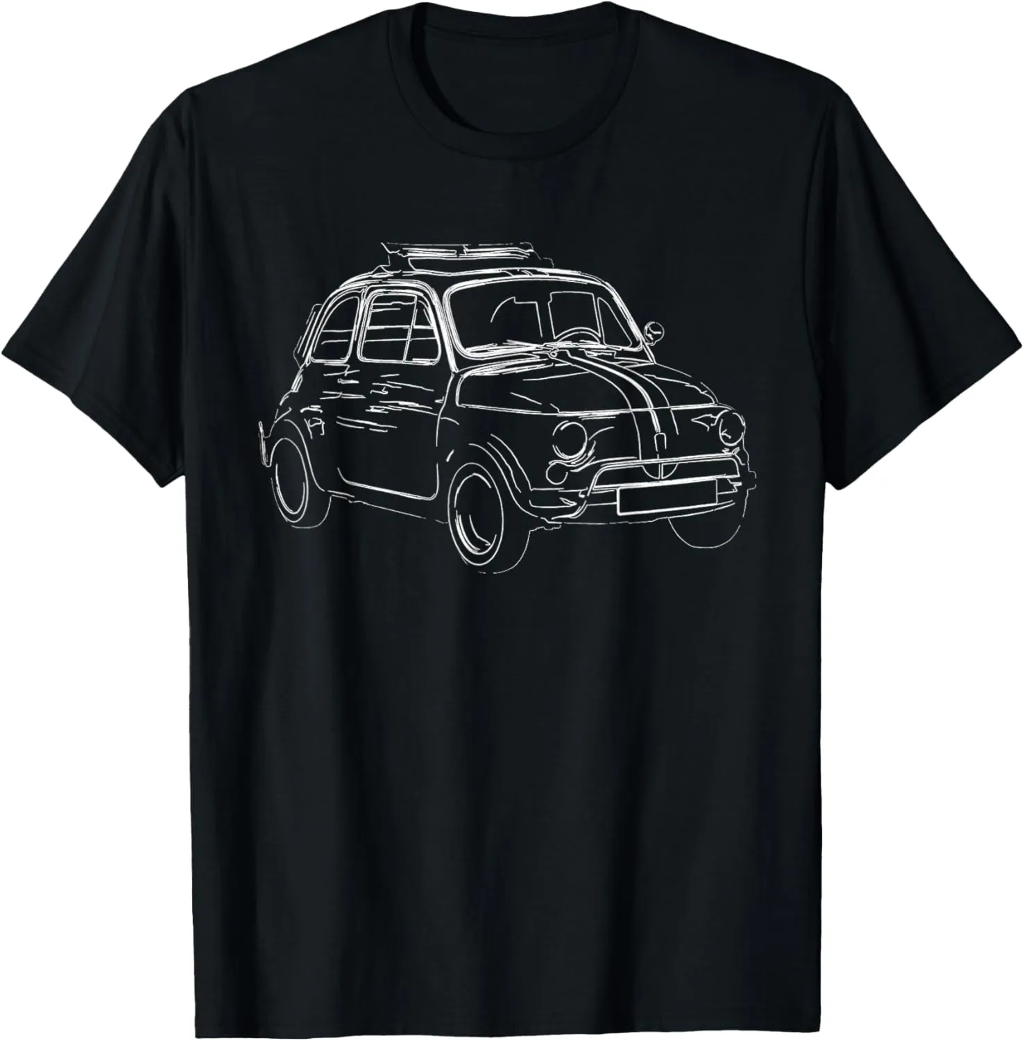 500 Italian Classic Car Unisex-Adults T-Shirt Black Small Classic Fit Short Sleeve Cotton Polyester