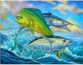 500 Piece Jigsaw Puzzles,Three Jumping Fish Sea Art DIY Leisure Game Fun Toy Suitable Family Friends Educational Learning Games-Toys-Gifts
