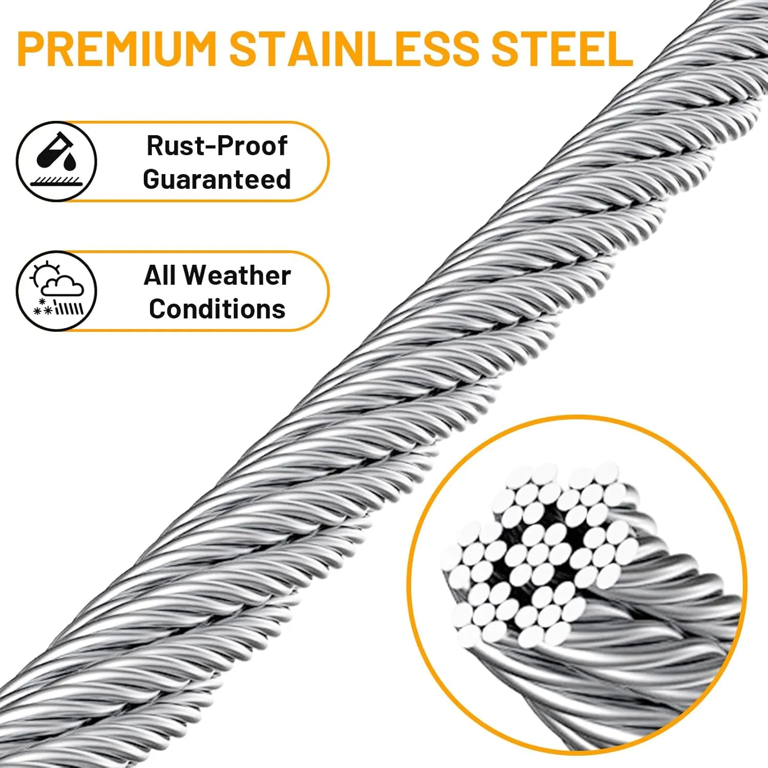 500FT 1/8" Stainless Steel Wire Rope with Cutter, T316 Cable for Deck Railing Kit, 1850 lb Breaking Strength, 7x7 Strands Aircraft Cable for Stair Fence, Silver
