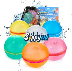 6 PCS Reusable Water Balloons, Refillable Magnetic Water Balls for Outdoor Games, Self Sealing Water Splash Bomb Quick Fill for Summer Fun, Pool Beach Toys for Kids Ages 3-12