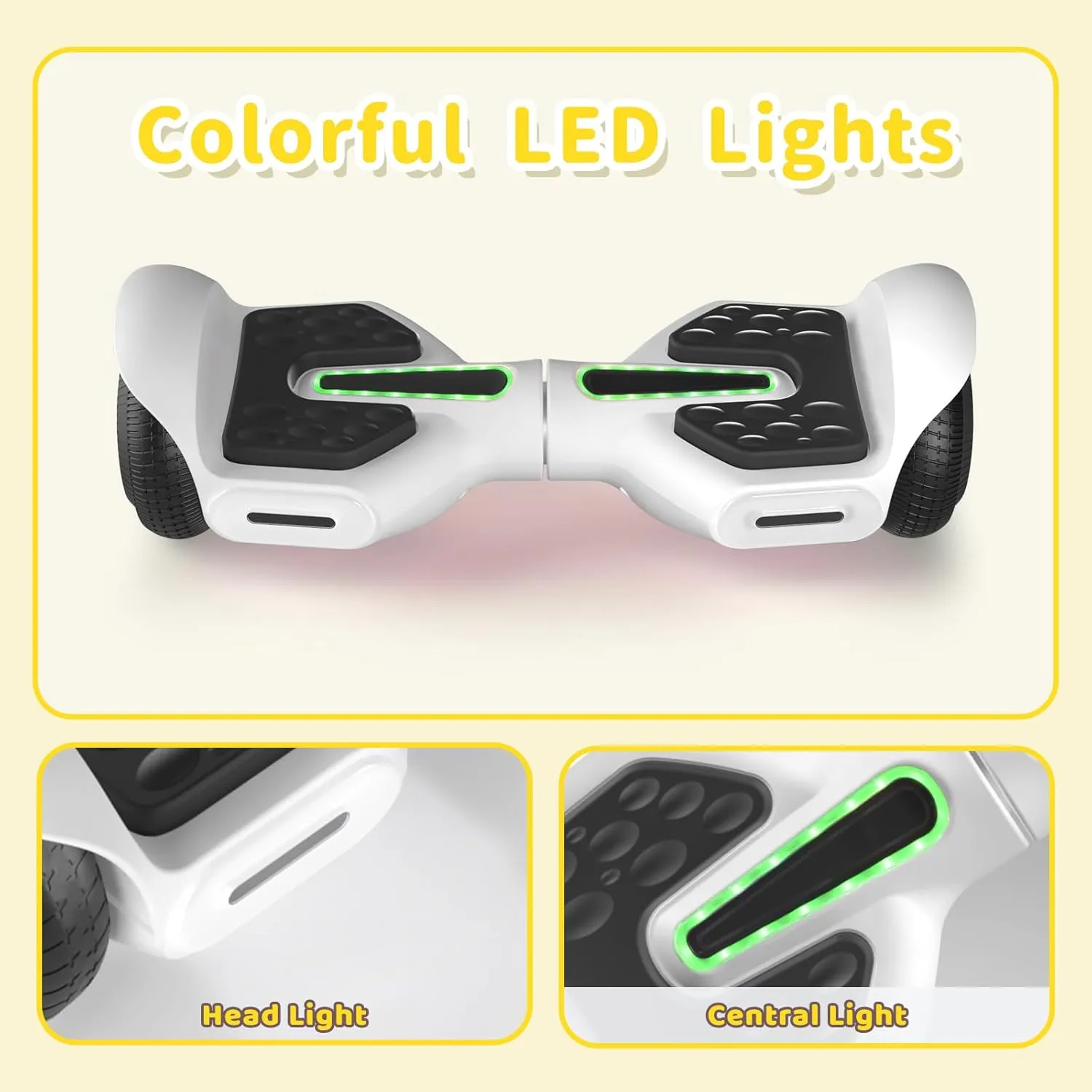 6.5" Scooter, Bluetooth Music Speaker and LED Light, Top 8.5mph & 8.5 Miles Range Power by Dual 250W Motor, Gifts for Kids Adults Boys, for All Ages