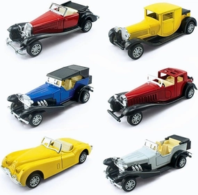 6 Pack - Diecast Cars Antique Classic American Vehicles with Pullback Action and Openable Doors, Collectible Vintage Retro Model Cars Toy for Display and Gifts for Kids (1:32 Scale)