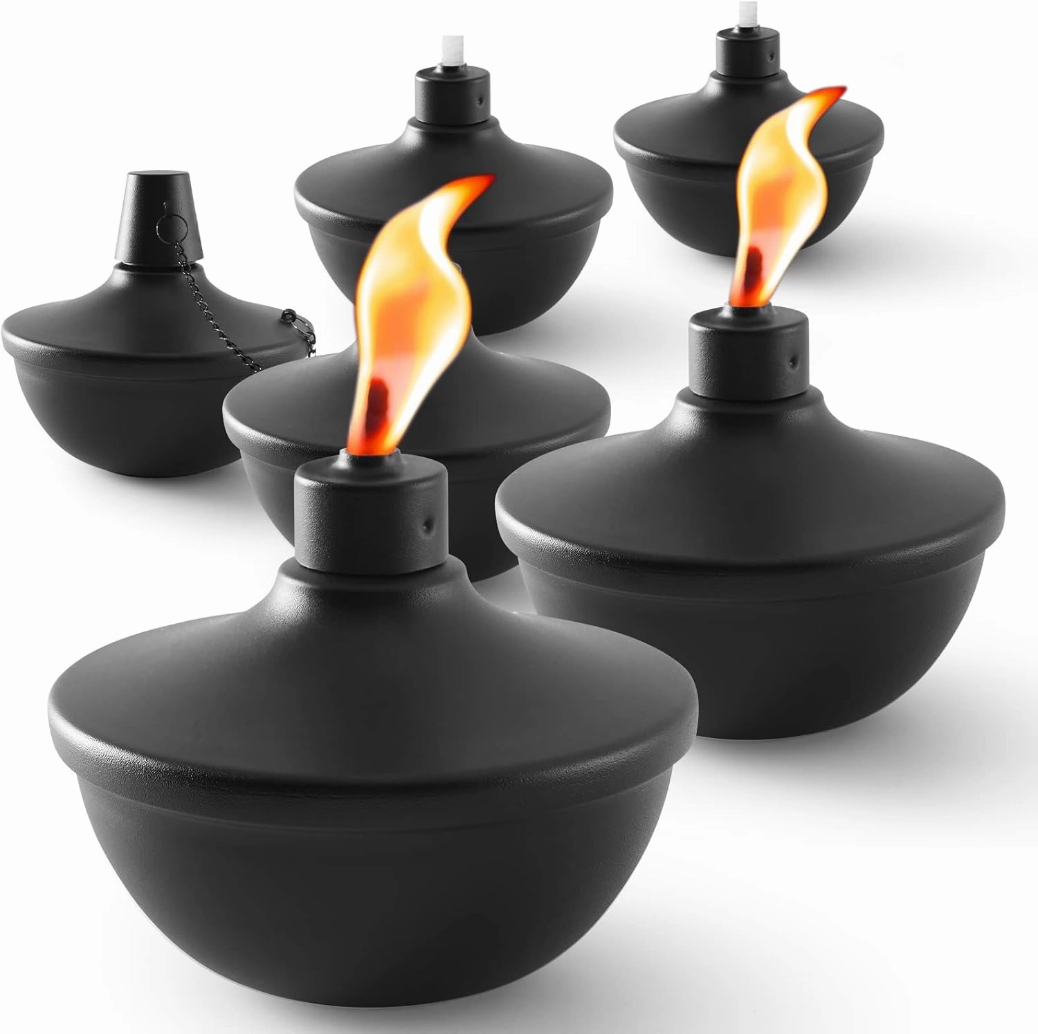6 Pack Metal Table Top Torches, 22oz Citronella Torches for Outside, Refillable Flame Light Torch, Decorative Tabletop Lantern for Yard, Patio, Deck, Garden, Party, Landscape