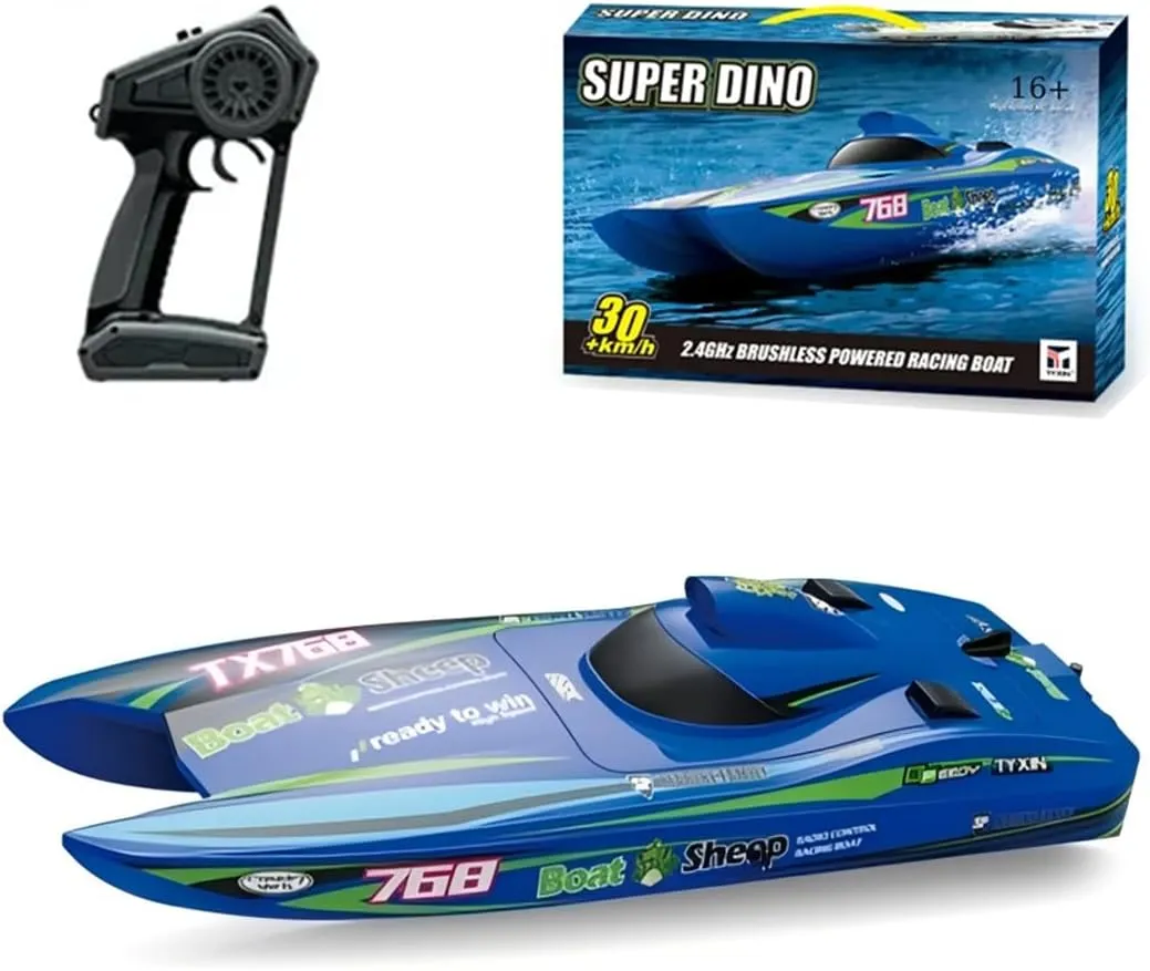 768 Brushless High-Speed RC Speedboat – Fully Large Electric Remote Control Racing Boat with 2.4GHz System & Streamlined Turbo Hull for Lake and Open Water