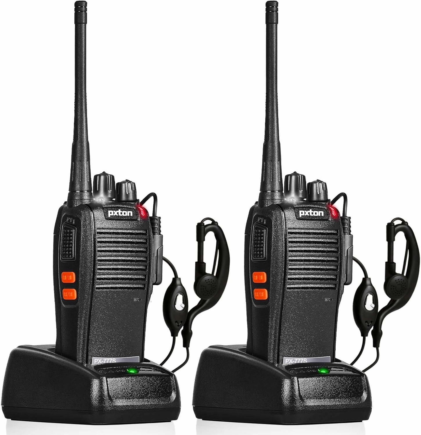777S Rechargeable walkie talkies for Adults Long Range with Earpieces and Li-ion Battery,Two Way radios has VOX/TOT/Emergency Alarm/Battery Low Alert/Flashlight/Scan Function（2 Pack）