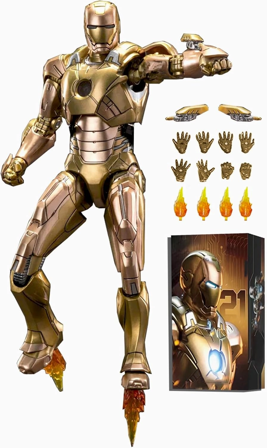 7 Inch Ironman MK21 Action Figure (1/10 Scale) with Lots of Accessories,Exquisite Painting Collectible Toy