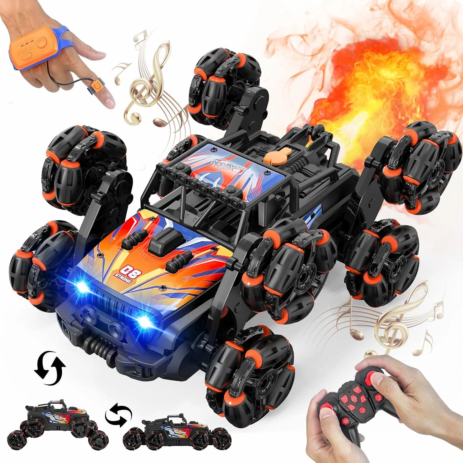 8WD Gesture Sensing Stunt Rc Cars,Toys for Ages 8-13 Remote Control Climbing Car,2.4Ghz Hand Controlled Rc Car with Spray 360 Rotation for 8 9 10 11 12 Year Old Boys Girls Christmas Birthday Gift
