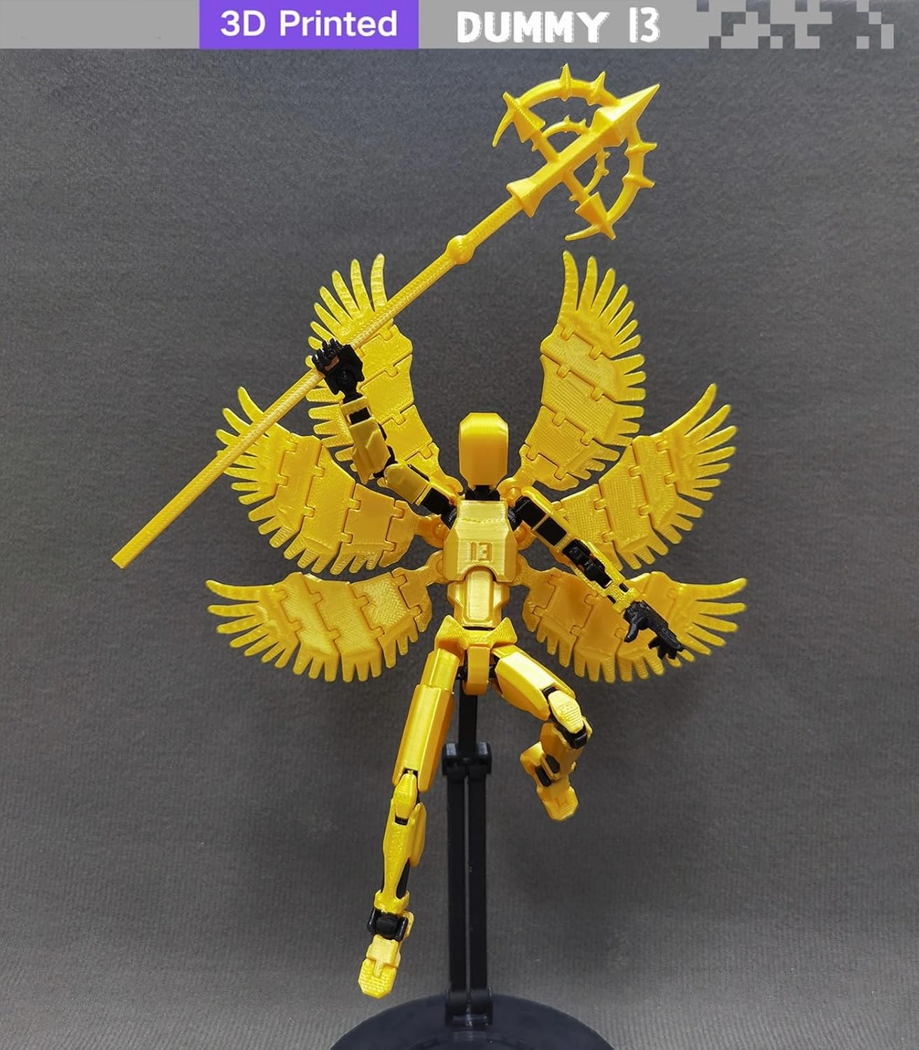 (Assembly Completed) 3D Printed T13 Action Figure, 5.5 Inch Multi-Jointed Movable Dummy 13 Toy,Dummy 13 Robot Action Figure with Lots of Weapons ﻿, Gold