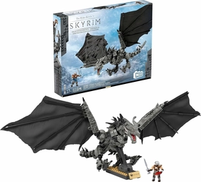 ​MEGA Skyrim Action Figures Building Toys, Alduin The World Eater with 619 Pieces, with 1 Dragonborn Figure, for Collectors