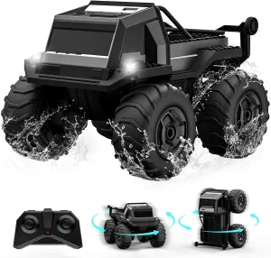 ACAMMZAR Amphibious Remote Control Car for Kids, 1:16 RC Trucks 4WD Offroad All Terrain,DIY Pick-up Toys Waterproof Monster Truck,60Mins  Play Time,with Light, Stunt, 360° Spin,RC Cars for Boys Adults