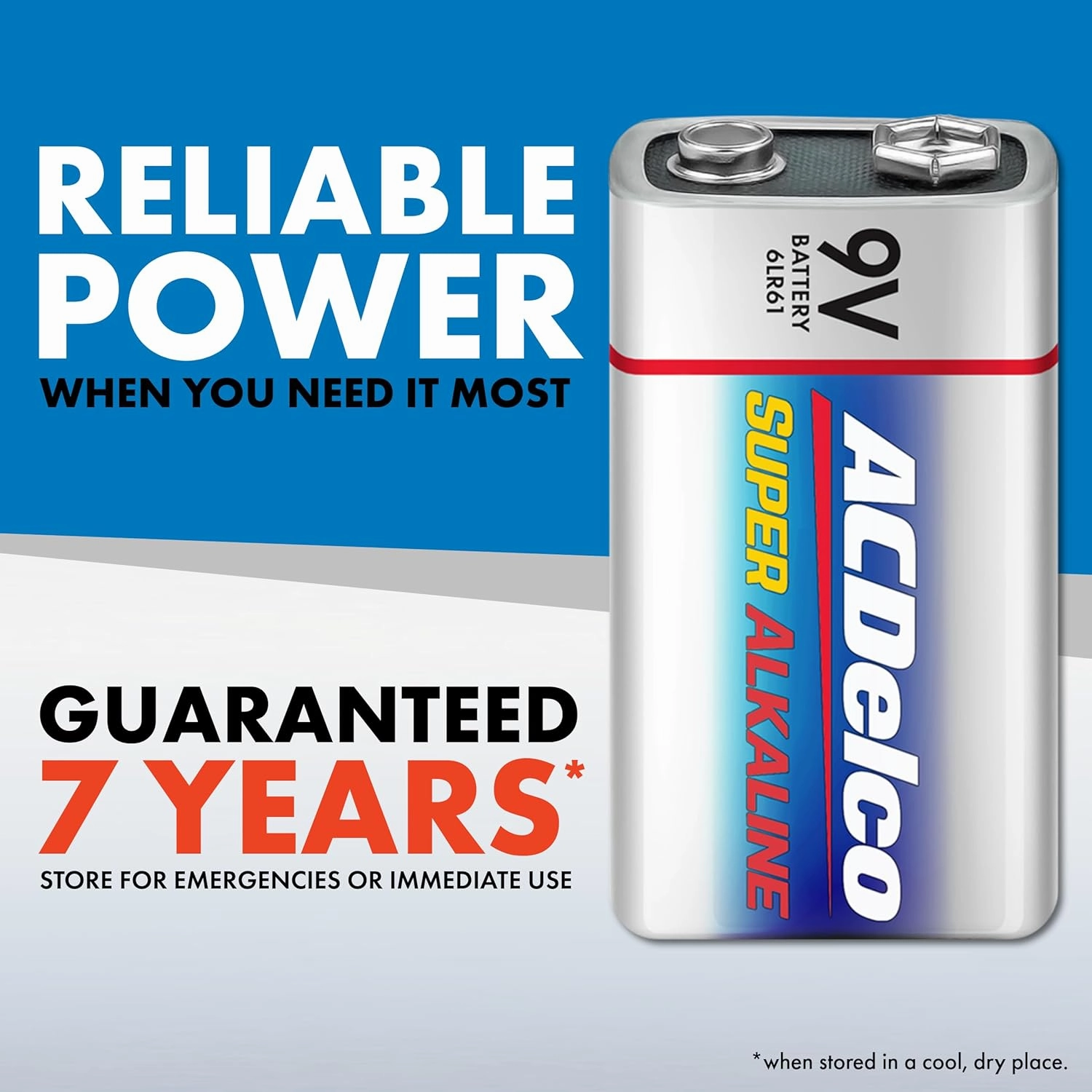 ACDelco 12-Count 9 Volt Batteries, Maximum Power Super Alkaline Battery, 7-Year Shelf Life, Reclosable Packaging