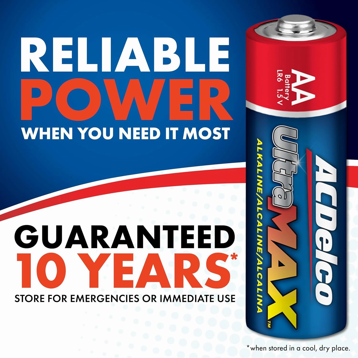 ACDelco UltraMAX 20-Count AA Batteries, Alkaline Battery with Advanced Technology, 10-Year Shelf Life, Recloseable Packaging