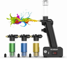 Actekart No-Clean Airbrush Kit (Revolutionary Upgraded) 30PSI Cordless No Clean Airbrush with 4pcs Spray Modules (2 x 0.3mm & 2 x 0.5mm)-Rechargeable Portable Airbrush