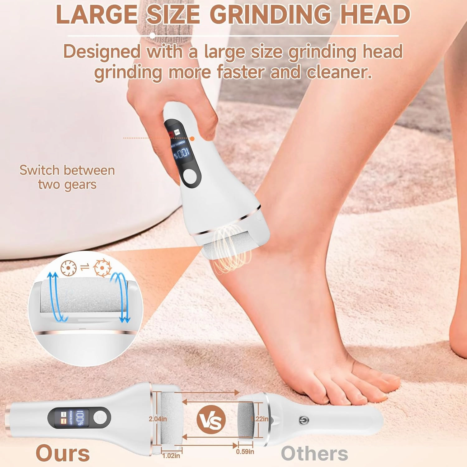 AdamPark Electric Callus Remover for Feet,Rechargeable Portable Electronic Foot File Pedicure Kits,Professional Waterproof Pedi Feet Care Tools Wet&Dry Foot Scrubber File Perfect for Hard Cracked Skin