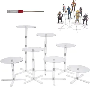 Adjustable Pillar Display Set by IRONWING COLLECTABLES - Action Figure & Funko Pop Acrylic Riser Stand - Cupcake Organizer