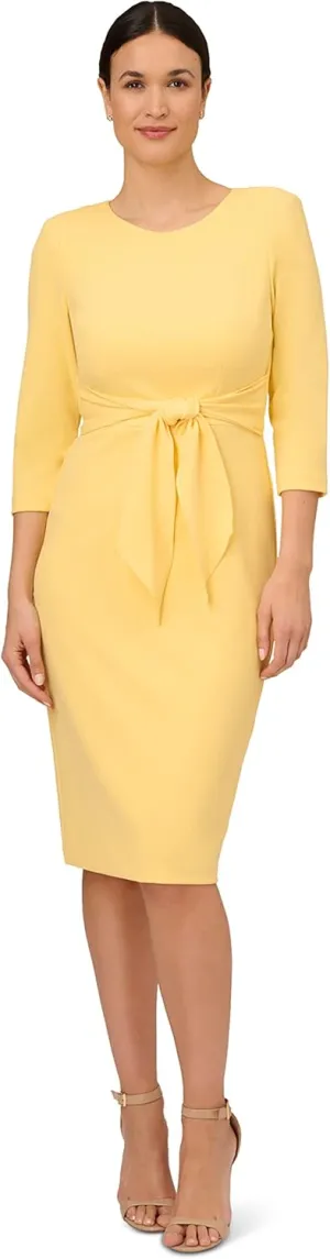 Adrianna Papell Women's Knit Crepe Tie Waist Sheath