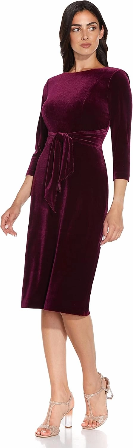 Adrianna Papell Men's Velvet Tie Front Dress