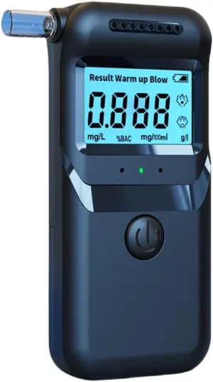 Advanced Precision Breathalyzer with Digital LCD Display, High-Accuracy Portable Alcohol Detector for Personal & Professional Use, Includes 5 Disposable Mouthpieces & Rechargeable Battery
