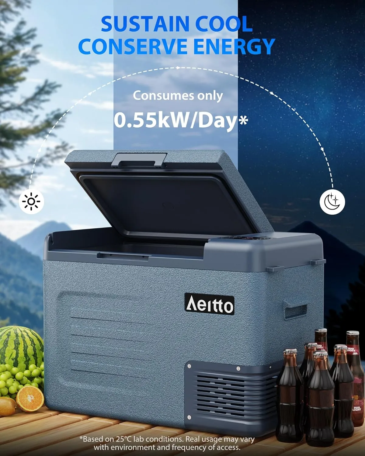 Aeitto 12 Volt Car Refrigerator 30Quart Car Fridge Freezer Electric Cooler Portable Cooler 12V Fridge RV Refrigerator -4℉-68℉ Temp Control 12/24V DC & 100-240V AC for Travel, Camping, RV, Road