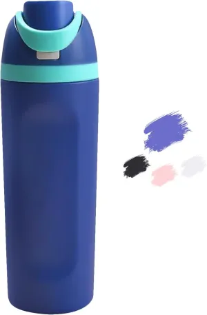 AFXGUSD 20oz Sleek Insulated Water Bottle with Reusable Straw, Fits in Car Cup Holder, Lightweight & Leakproof Stainless Steel Water Bottles for Home/Office/Travel/Sports/School, Blue