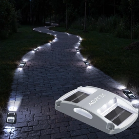 AGPTEK Solar Driveway Lights 20 Pack, Outdoor Deck Dock Marine LED Solar Powered Waterproof Driveway Marker Lights for Warning Step, Sidewalk, Pathway, Garden, Yard (White Light)