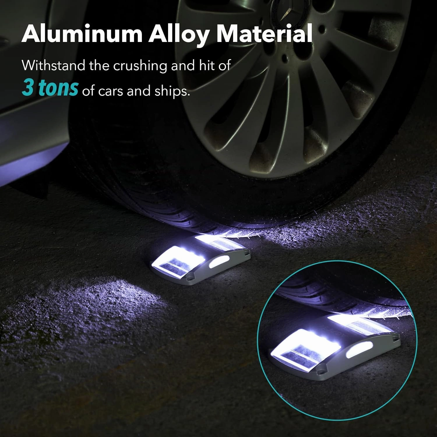 AGPTEK Solar Driveway Lights 20 Pack, Outdoor Deck Dock Marine LED Solar Powered Waterproof Driveway Marker Lights for Warning Step, Sidewalk, Pathway, Garden, Yard (White Light)