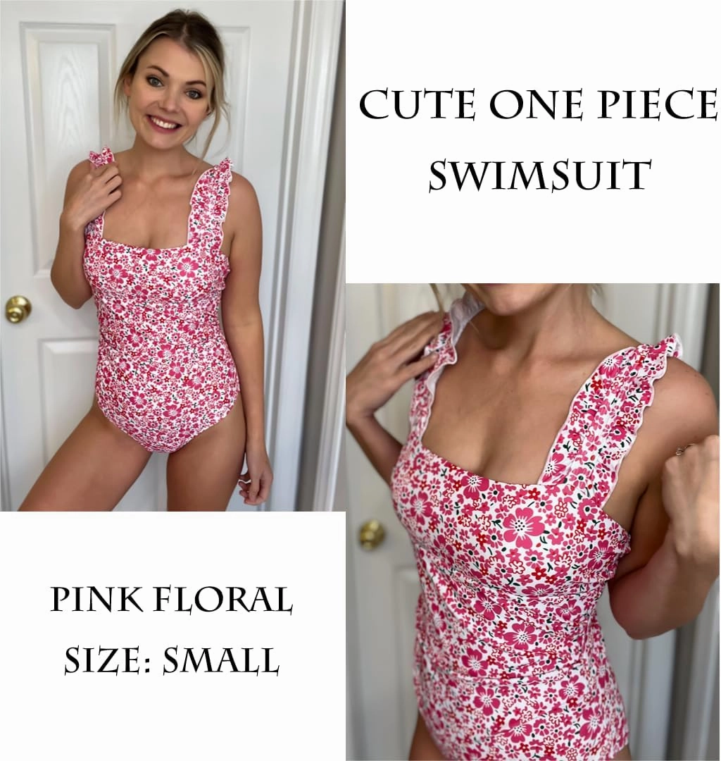 AI'MAGE Women's One Piece Swimsuits Square Neck Tummy Control Bathing Suit with Adjustable Ruffled Straps Swimwear S-XXL