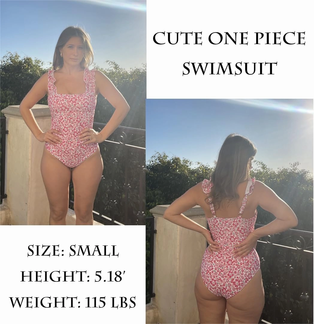 AI'MAGE Women's One Piece Swimsuits Square Neck Tummy Control Bathing Suit with Adjustable Ruffled Straps Swimwear S-XXL