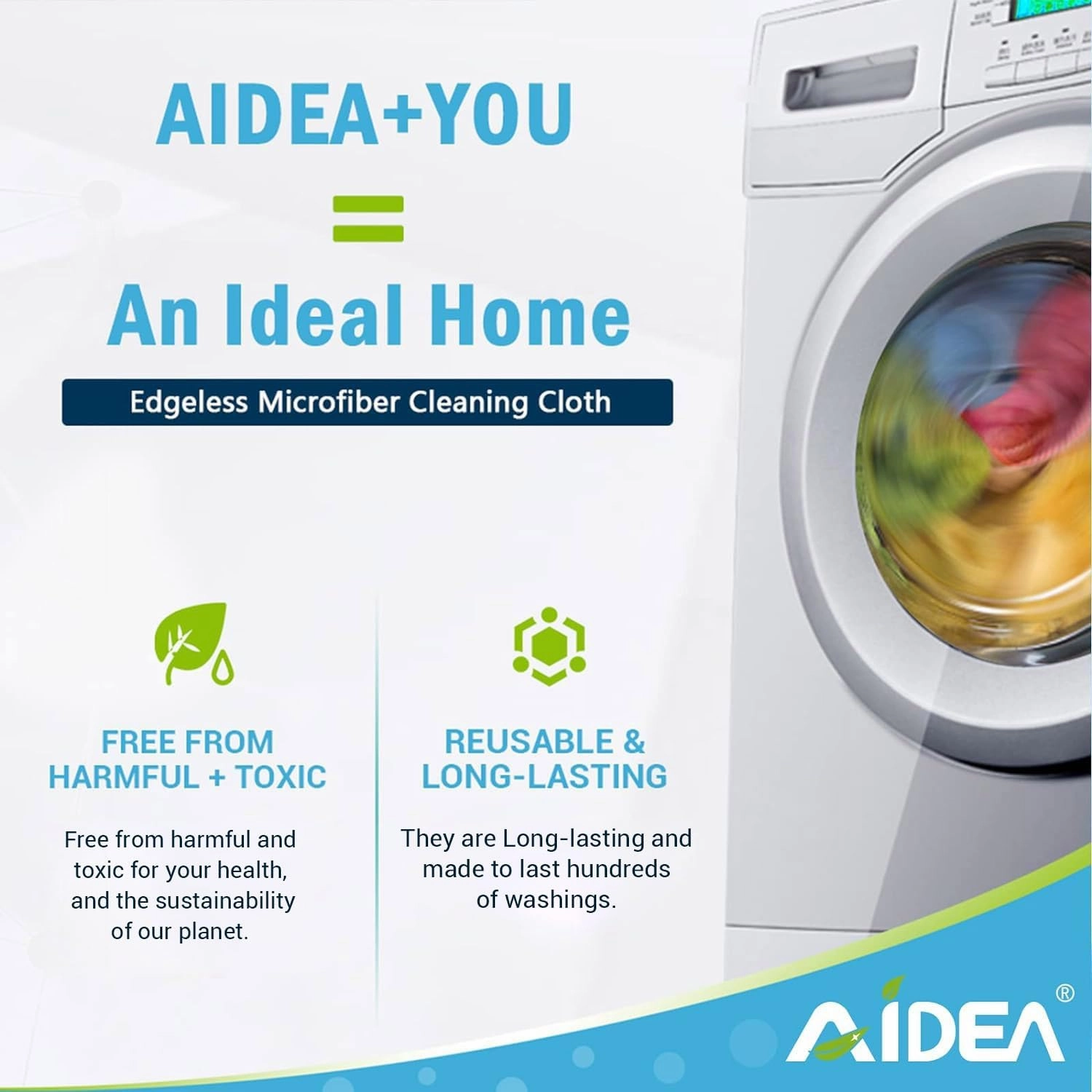 AIDEA Microfiber Cleaning Cloths, 100PK, Soft Absorbent Rags for Cleaning, Lint Free Towels, Kitchen Towels, Microfiber Dusting Cloth for Home, Car, Window, Cleaning Supplies, 12"×12"