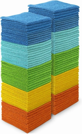 AIDEA Microfiber Cleaning Cloths, 100PK, Soft Absorbent Rags for Cleaning, Lint Free Towels, Kitchen Towels, Microfiber Dusting Cloth for Home, Car, Window, Cleaning Supplies, 12"×12"