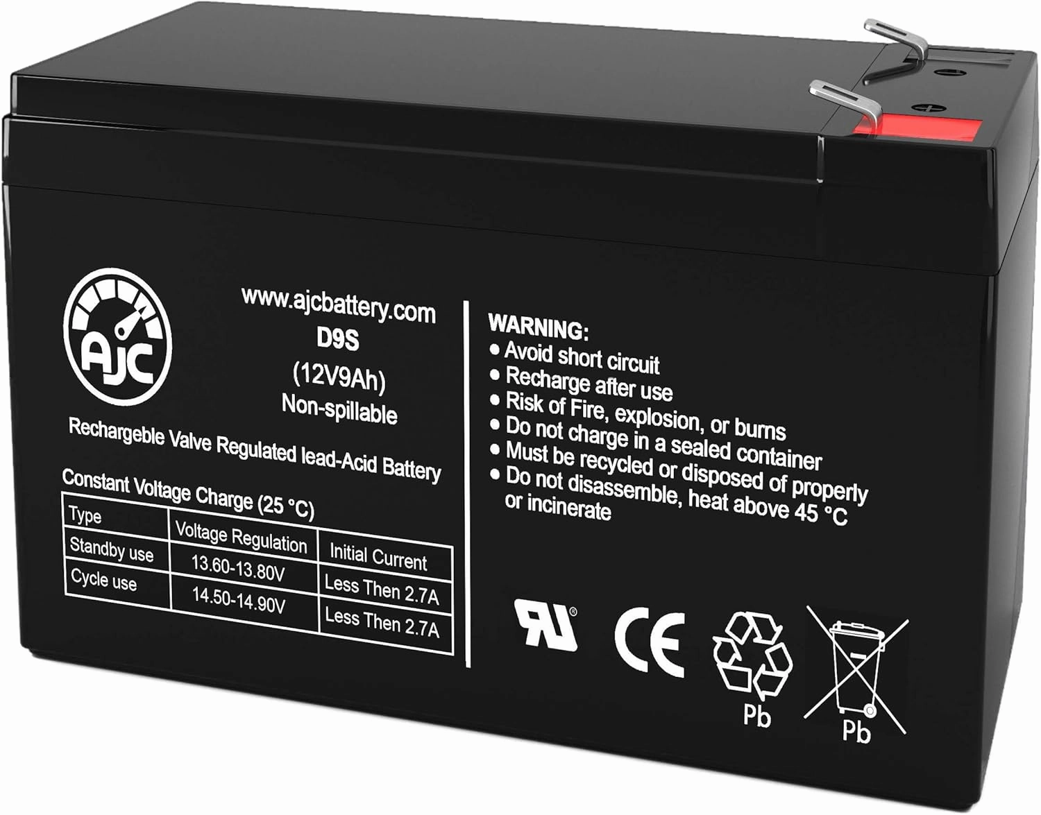 AJC Battery Compatible with Uenjoy Deluxe Model Kids Police Car 2 Seats 12V 9Ah Ride-On Toy Battery