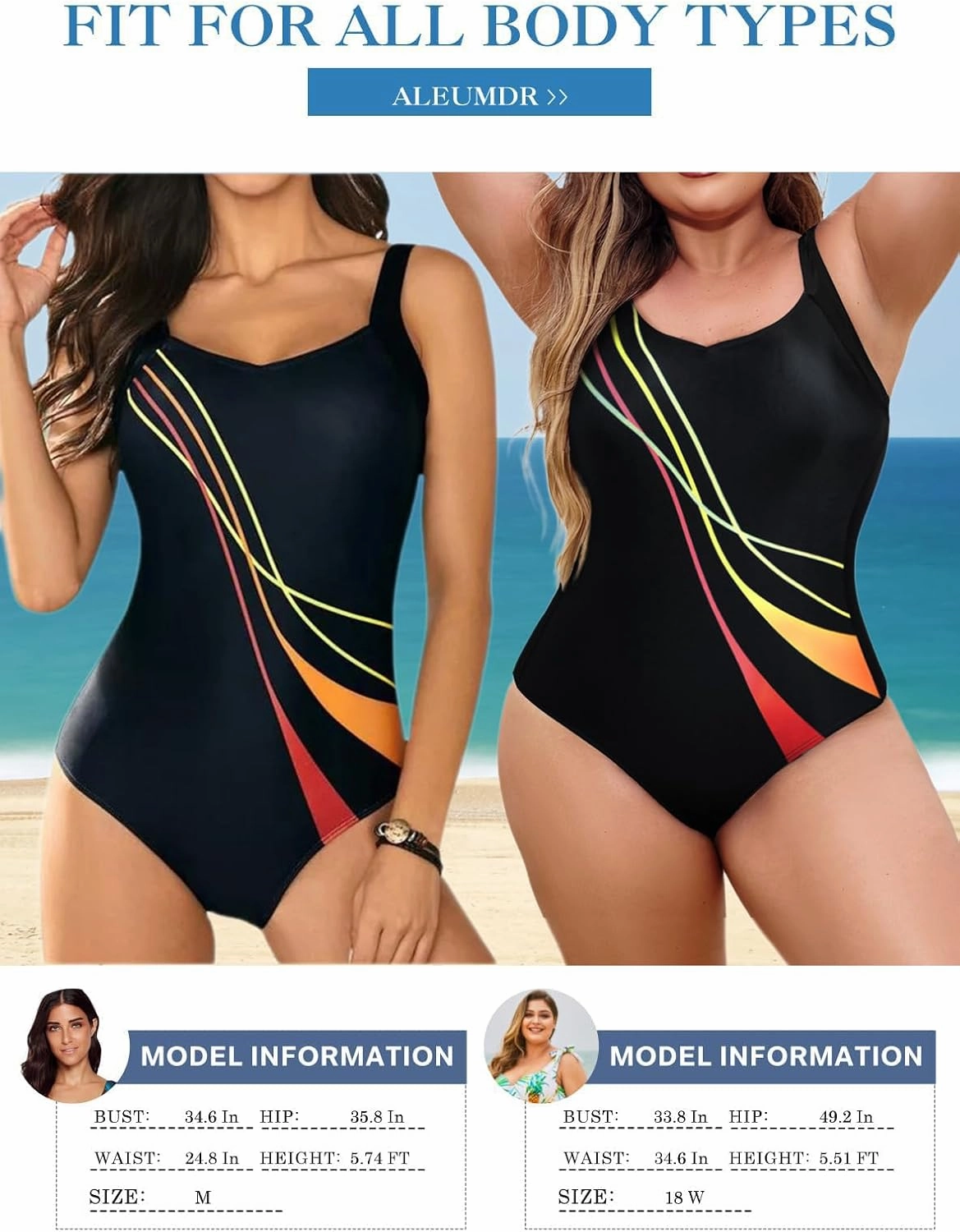Aleumdr Womens One Piece Swimsuit Athletic Swimwear Bathing Suits Color Block Print Sport Swimsuits