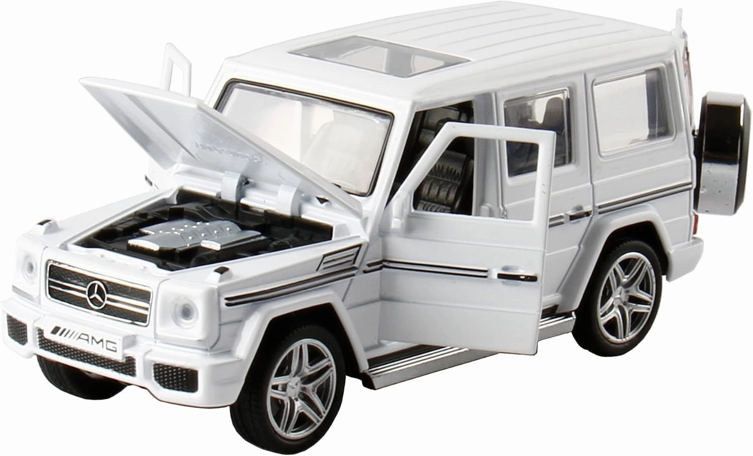 Alloy Collectible White Benz G65 AMG Toy Vehicle Pull Back Die-Cast Car Model with Lights and Sound