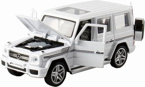 Alloy Collectible White Benz G65 AMG Toy Vehicle Pull Back Die-Cast Car Model with Lights and Sound