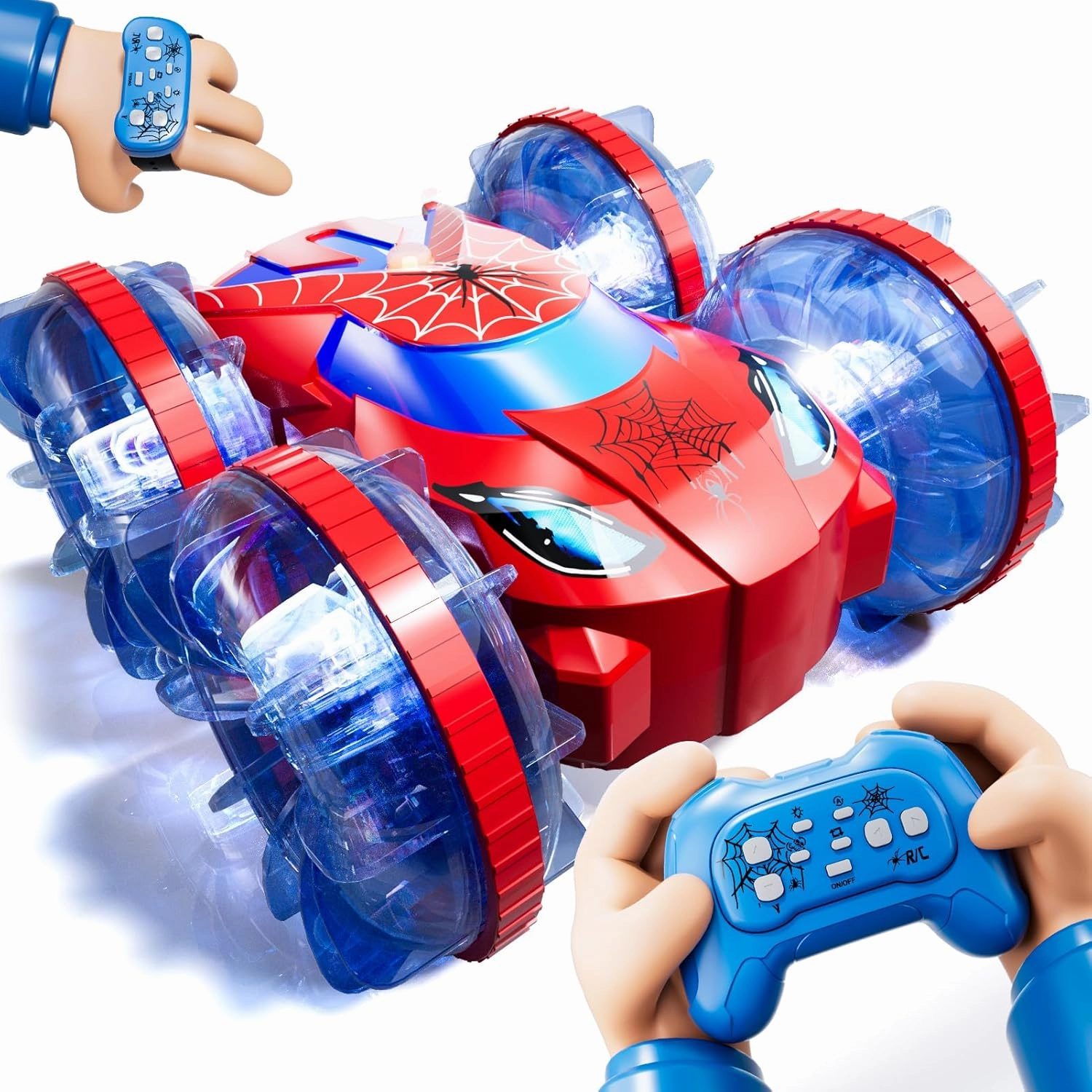 Amphibious Remote Control Car, 2.4Ghz RC Truck for Toddlers Kids Boys, Hand Gesture Stunt Hobby RC Cars Boat for Kids Boys, 4WD All Terrain Waterproof Outdoor Toys Gift for 3 4 5 6 7 8 Year olds Girls
