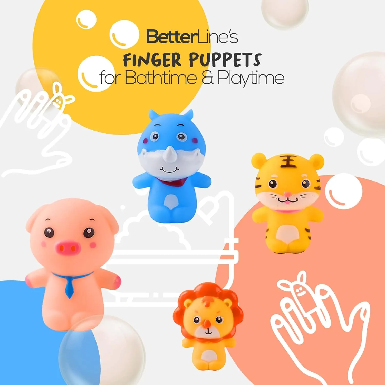Animals and Unicorns Finger Puppets 20-Piece Set - Fun Toy Gift for Kids, Boys & Girls - Bath Puppets for Playtime, Children Birthday Party Favors, Cake Toppers, Pinata & Stocking Stuffers