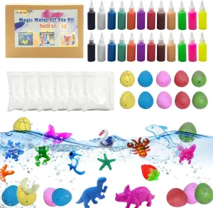 Aqua Fairy Water Gel Kit for Kids Refill,Magic Elf Toy Kits Refill,DIY Squishy Maker Set-Fun Summer DIY Craft Kit, Birthday Gifts & Party Favors for Boys & Girls(24 Bottles,10 Hatching Dinosaur Eggs)