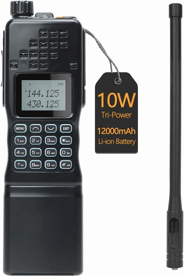 AR-152 10W Ham Radio Handheld Portable Tactical Professional Long Range Two Way Radio with 12000mAh Battery Full Kits Black