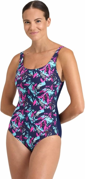 ARENA Bodylift Women's Francy B-Cup One Piece Shaping Swimsuit Wing Back UV Protection Tummy Control Ladies Bathing Suit