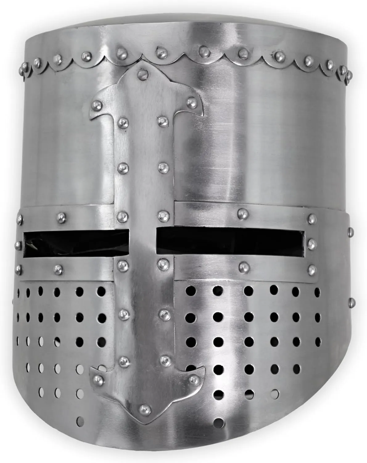 Armory Replicas ™ - Selective Order Forged Carbon Steel 18G Crusader Templar Knight Helmet w/Ventilation Holes & Cross Motif