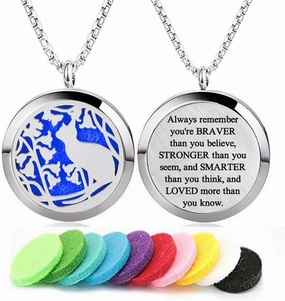 Aromatherapy Essential Oil Diffuser Necklace 316L Stainless Steel Locket Pendant with 24 Inch Chain