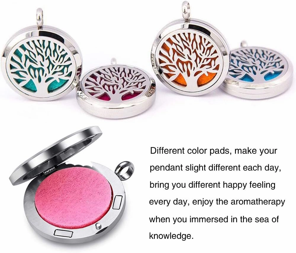 Aromatherapy Essential Oil Diffuser Necklace 316L Stainless Steel Locket Pendant with 24 Inch Chain
