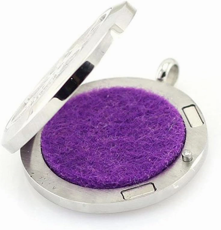 Aromatherapy Essential Oil Diffuser Necklace 316L Stainless Steel Locket Pendant with 24 Inch Chain