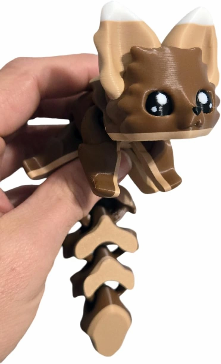 Articulated Caramel Fox 7.5 Inches - 3D Printed Fidget Fantasy Creature