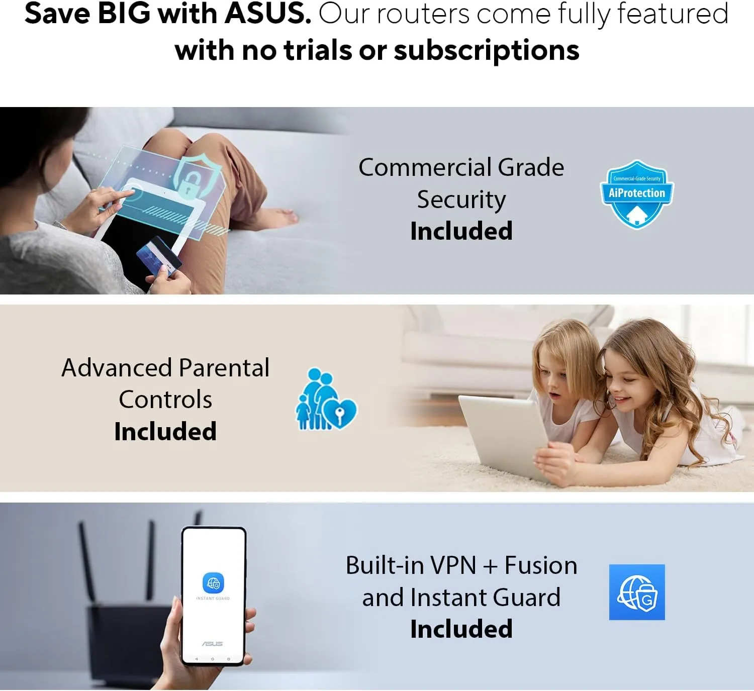 ASUS ZenWiFi AX6600 Tri-Band Mesh WiFi 6 System (XT8 1PK) - Whole Home Coverage up to 2750 sq.ft & 4  rooms, AiMesh, Included Lifetime Internet Security, Easy Setup, 3 SSID, Parental Control, Charcoal