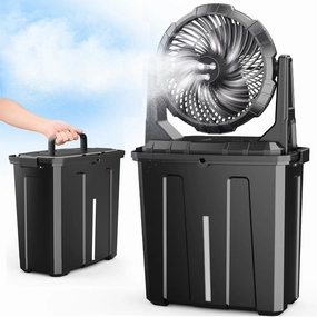 Ausic Portable Misting Fan - 9L Bucket, 10-inch Outdoor Fans for Patios/Camping/Beach/Golf etc., 20000mAh USB Rechargeable Battery Powered Floor Water Cooling Fan, 3 Strong Winds, 3 Spray Mister