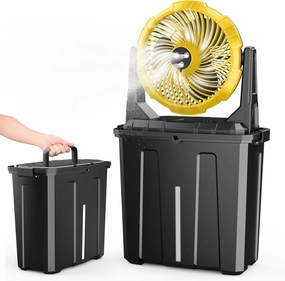 Ausic Portable Misting Fan - 9L Bucket, 10-inch Outdoor Fans for Patios/Camping/Beach/Golf etc., 20000mAh USB Rechargeable Battery Powered Floor Water Cooling Fan, 3 Strong Winds, 3 Spray Mister