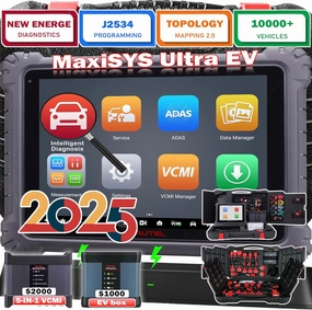 Autel MaxiSYS Ultra EV 2025 OBD2 Scanner High Voltage Battery Pack Analysis Diagnostic Scanner EVDiag Kit MaxiFlash VCMI Bi Directional Control ECU Coding Programming Advanced Autel Ultra MS919 MS909