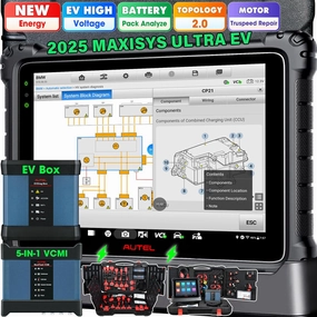 Autel MaxiSYS Ultra EV: 2025 UltraEV Intelligent Scanner, $1000 EVDiag KIT, High-Voltage System & Battery Pack Analyze Up of MS909EV, 5in1 VCMI, Topology 2.0, ECU Programming, 40 Reset, Motor Truspeed